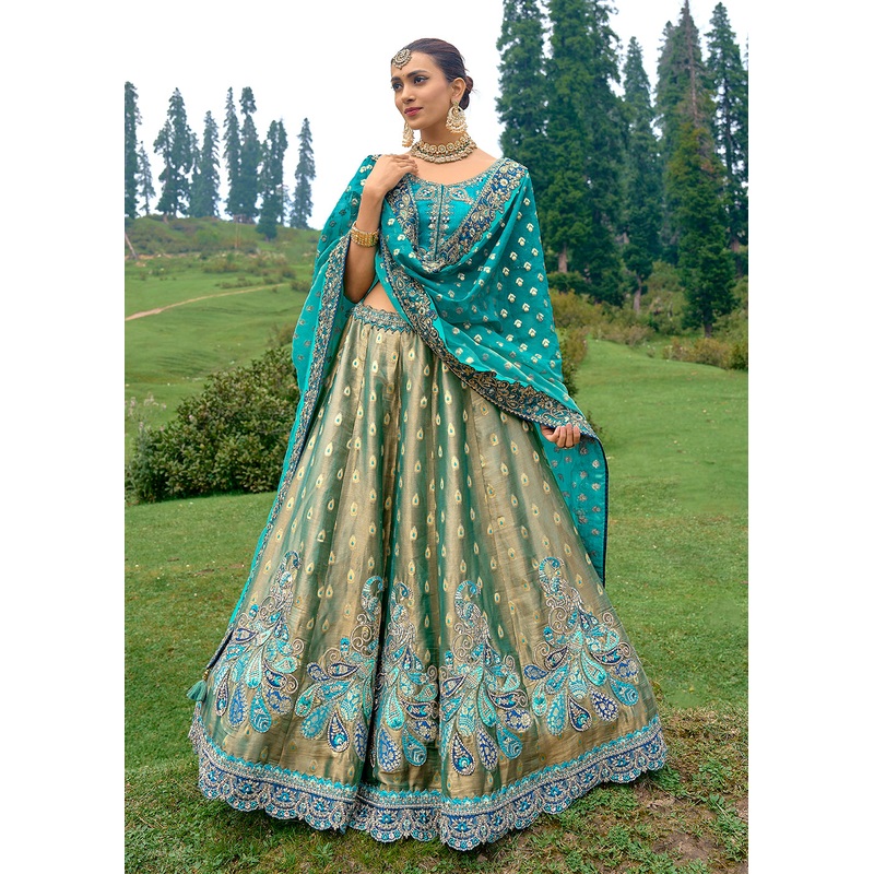 Fancy Silk Green Heavy Embroidered Designer Lehenga Choli