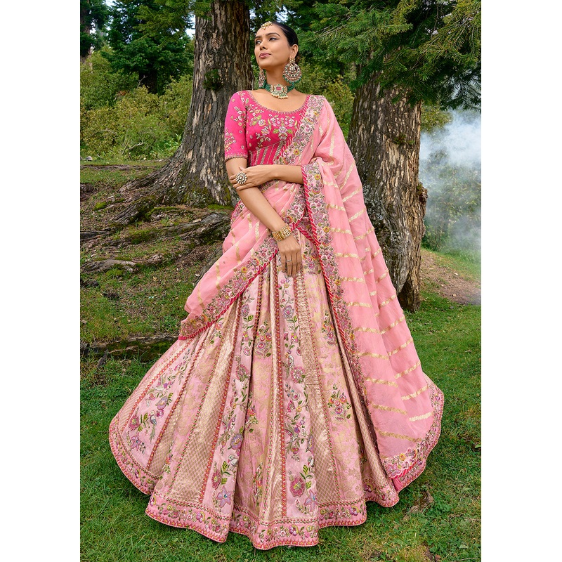 Fancy Silk Light Pink Heavy Embroidered Designer Lehenga Choli
