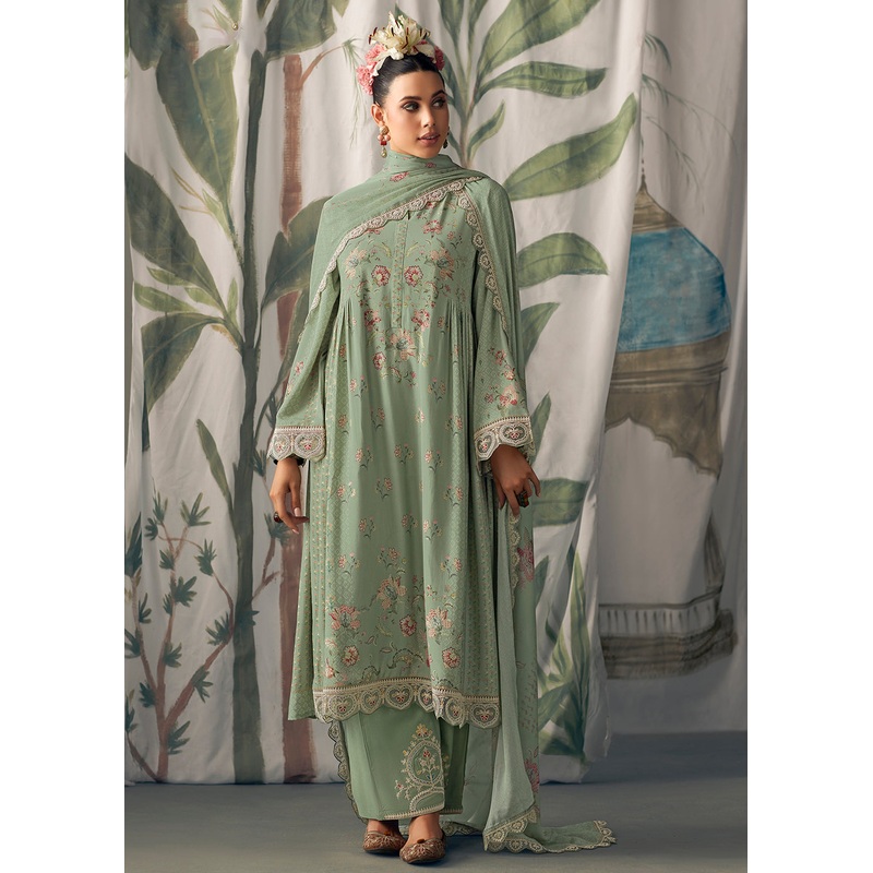 Green Pure Maslin Cotton Digital Printed Salwar Suit