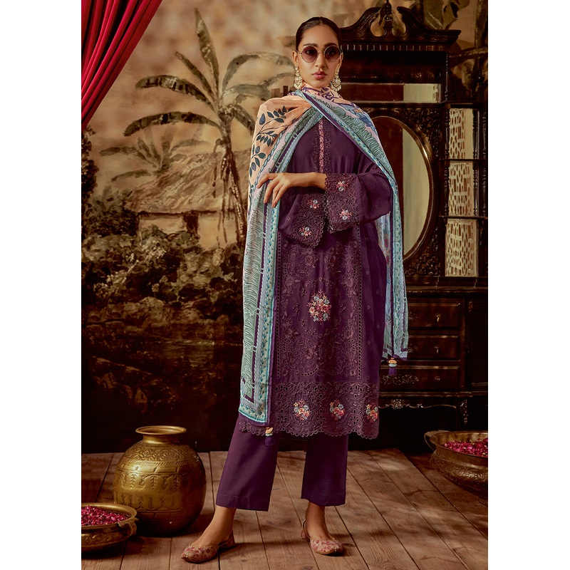 Charming Purple Parsi Style Embroidered Festive Salwar Suit