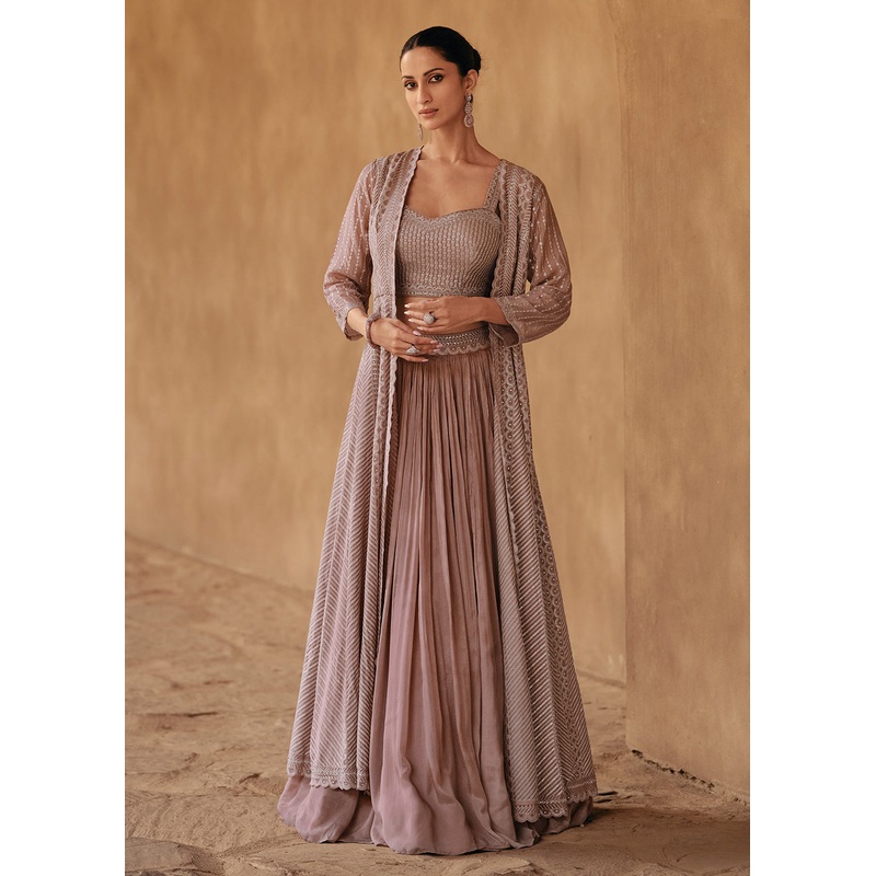 Party Style Pale Pink Chinnon Silk Designer Lehenga Choli