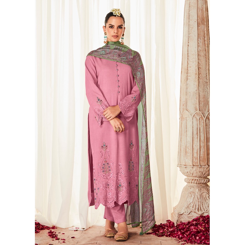 Pleasing Pink Suzani Inspired Embroidered Ethnic Salwar Suit