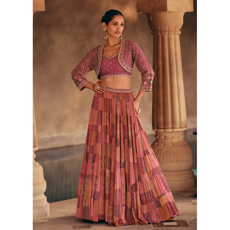Rough Pink Premium Silk Embroidered Designer Lehenga Choli