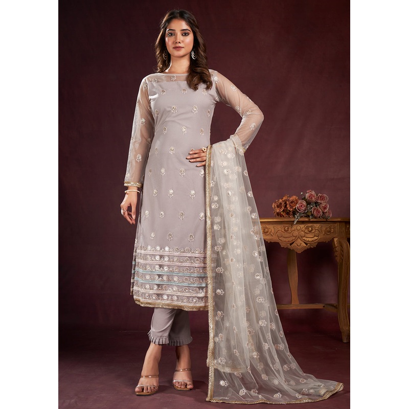 Dusty Onion Butterfly Net Embroidered Festive Salwar Suit