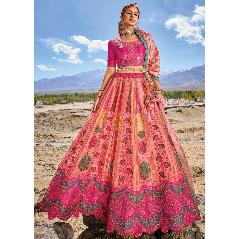 Fuchsia Pink Designer Style Embroidered Traditional Lehenga Choli