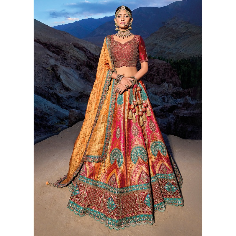 Multicolor Designer Style Embroidered Traditional Lehenga Choli