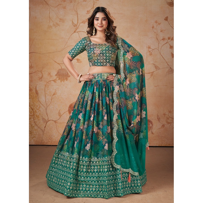 Rama Digital Print & Sequins Wedding Festive Lehenga Choli