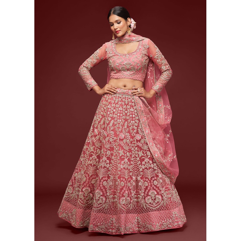 Fantacy Rose Embroidered Soft Net Wedding Lehenga Choli