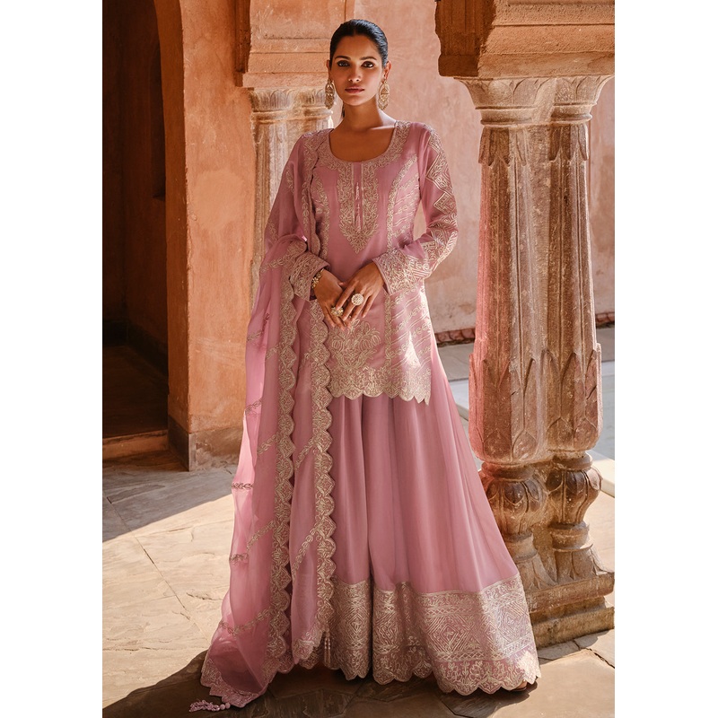 Appealing Lavender Wedding Festive Embroidered Salwar Suit