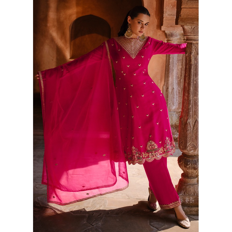 Appealing Pink Wedding Festive Embroidered Salwar Suit