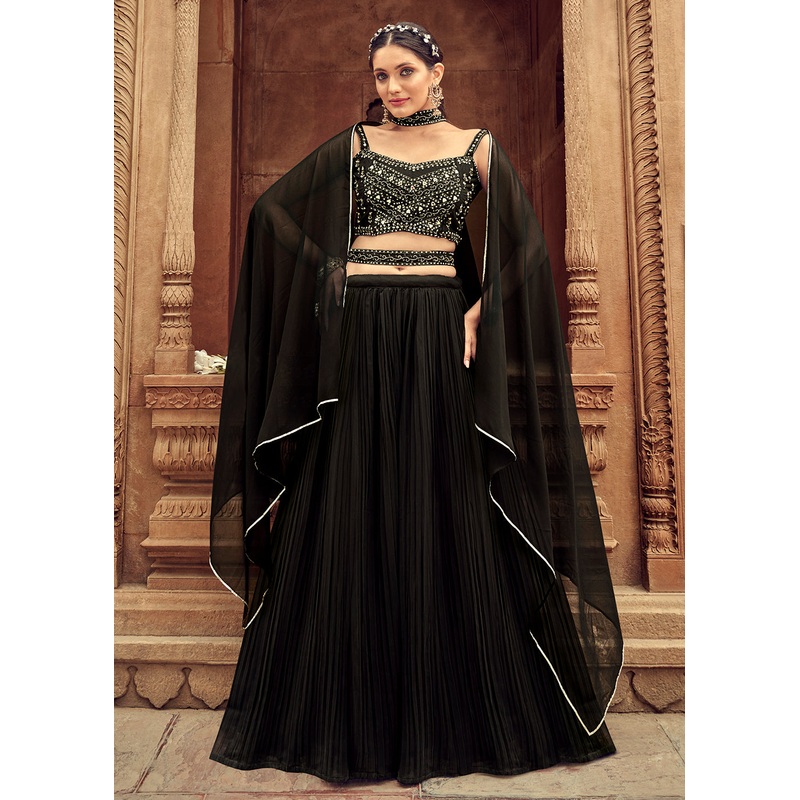 Enticing Black Georgette Function Style Lehenga Choli