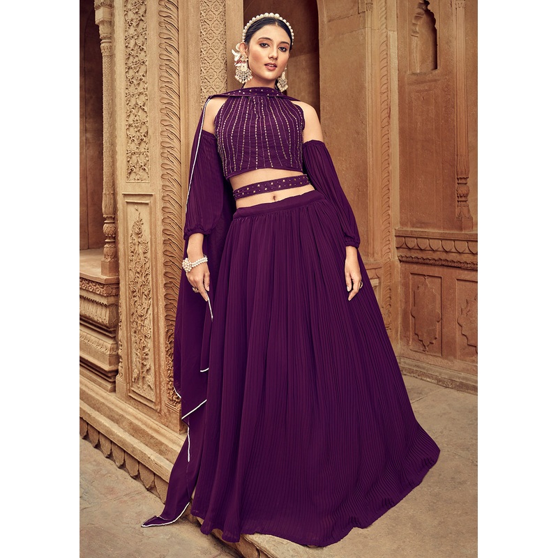 Enticing Purple Georgette Function Style Lehenga Choli