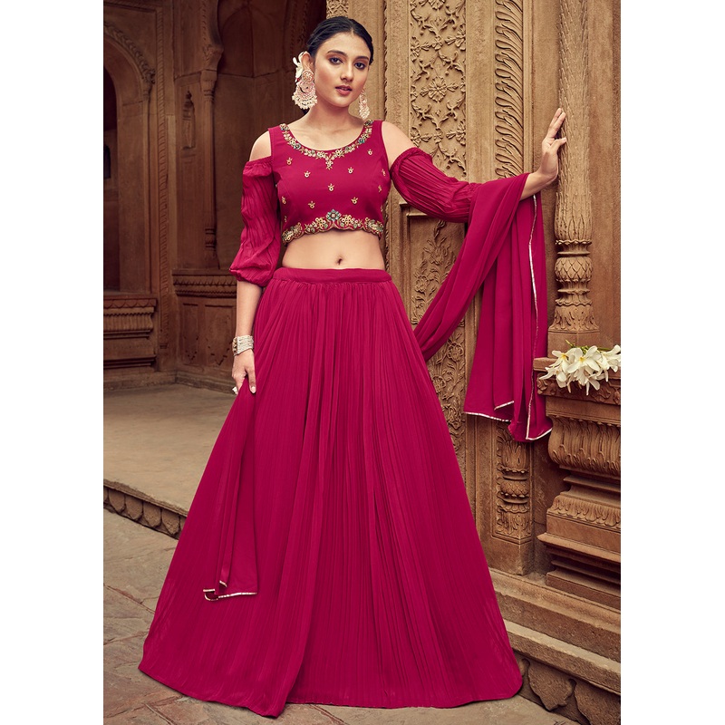Enticing Rani Pink Georgette Function Style Lehenga Choli