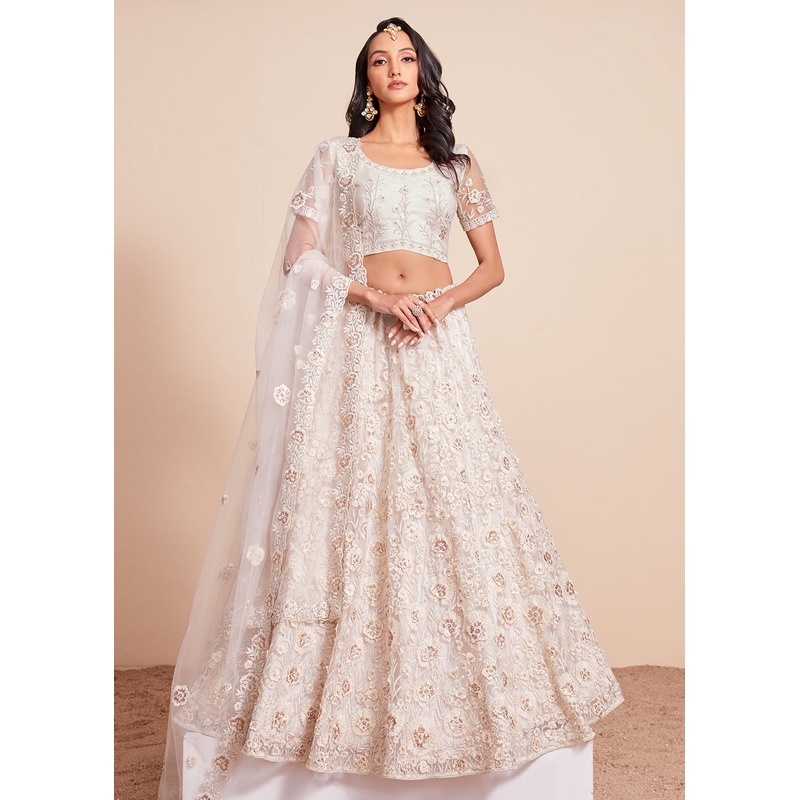 Off White Beautifully Heavy Embroidered Bridal Lehenga Choli