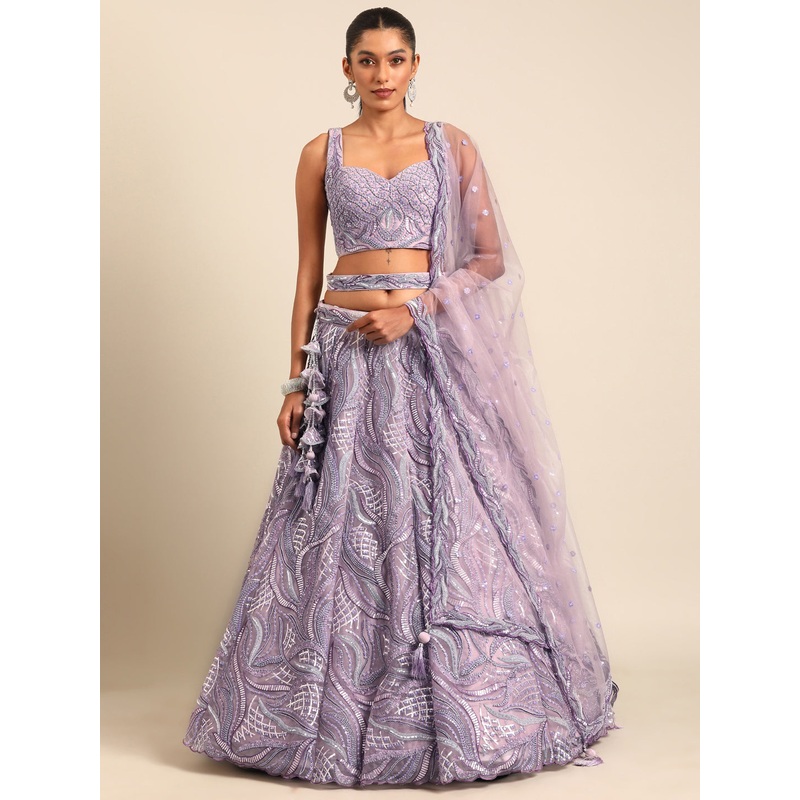 Lavender Sequins & Zarkan Embroidered Reception Lehenga Choli