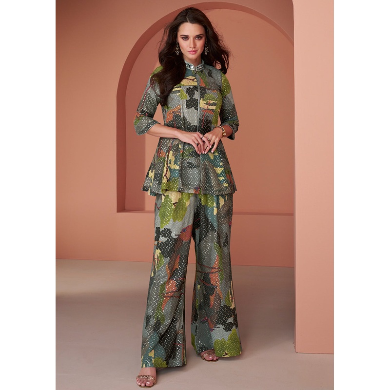 Multicolor Cotton Silk Party Wear Indo-Western Co-Ords Set