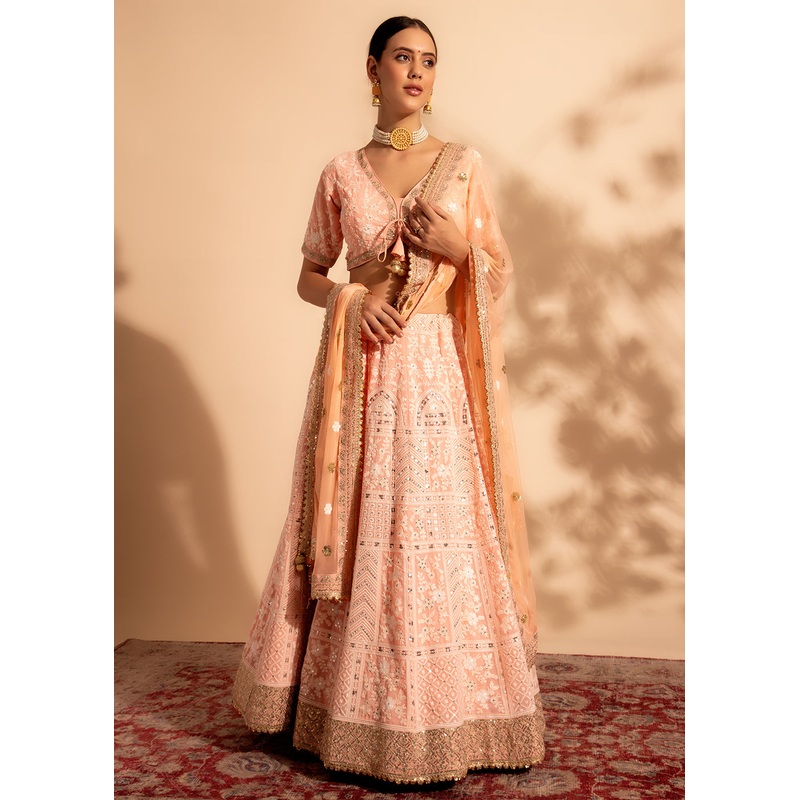 Precious Peach Bridesmaid Style Wedding Lehenga Choli