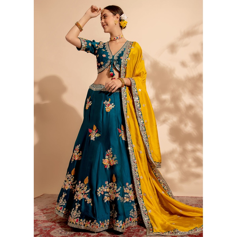 Rama Green Bridesmaid Style Wedding Lehenga Choli