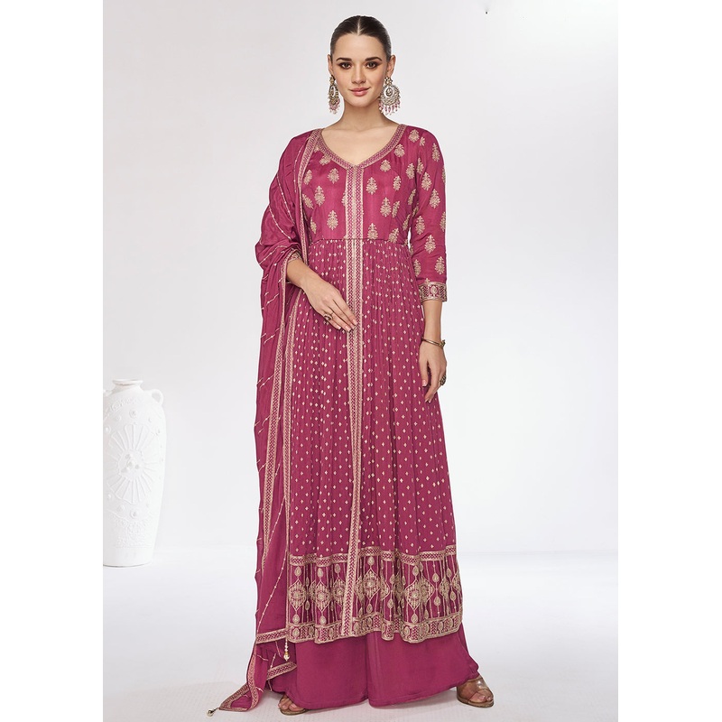 Chinnon Premium Pink Embroidered Palazzo Salwar Suit