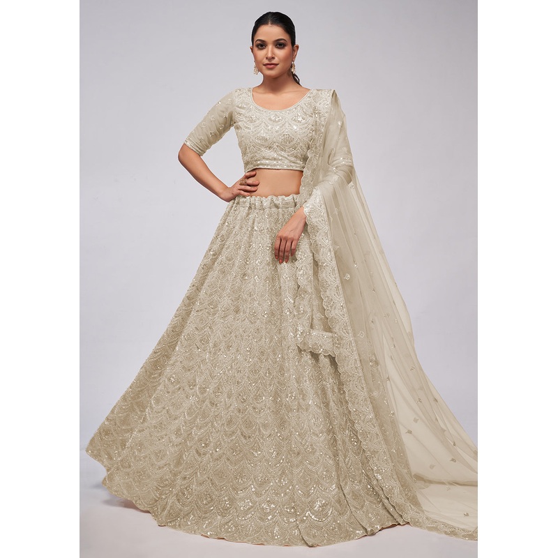 Dazzling Ivory Bridal Embroidered Designer Lehenga Choli