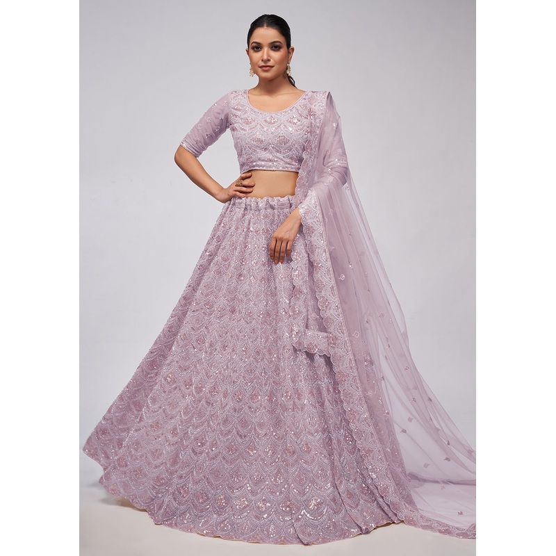 Dazzling Mauve Bridal Embroidered Designer Lehenga Choli
