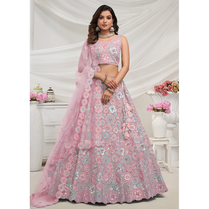 Light Purple Bridal Mirror Embroidered Designer Lehenga Choli