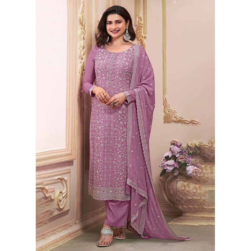 Stunning Onion Pink Embroidered Festive Salwar Suit