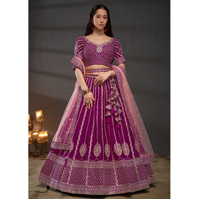 Burgundy Pure Silk Sabyasachi Style Bridal Lehenga Choli