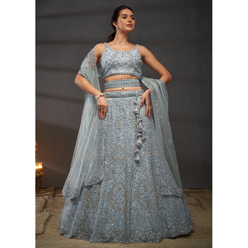 Grey Cut Dana & Zarkan Embroidered Bridal Lehenga Choli