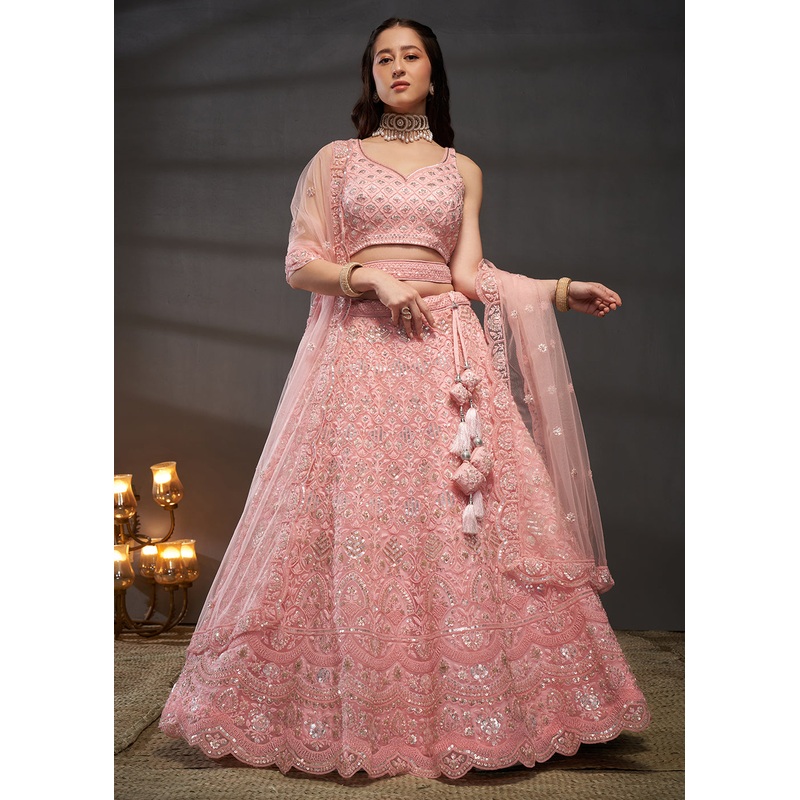 Heavy Embroidered Pink Designer Bridal Lehenga Choli