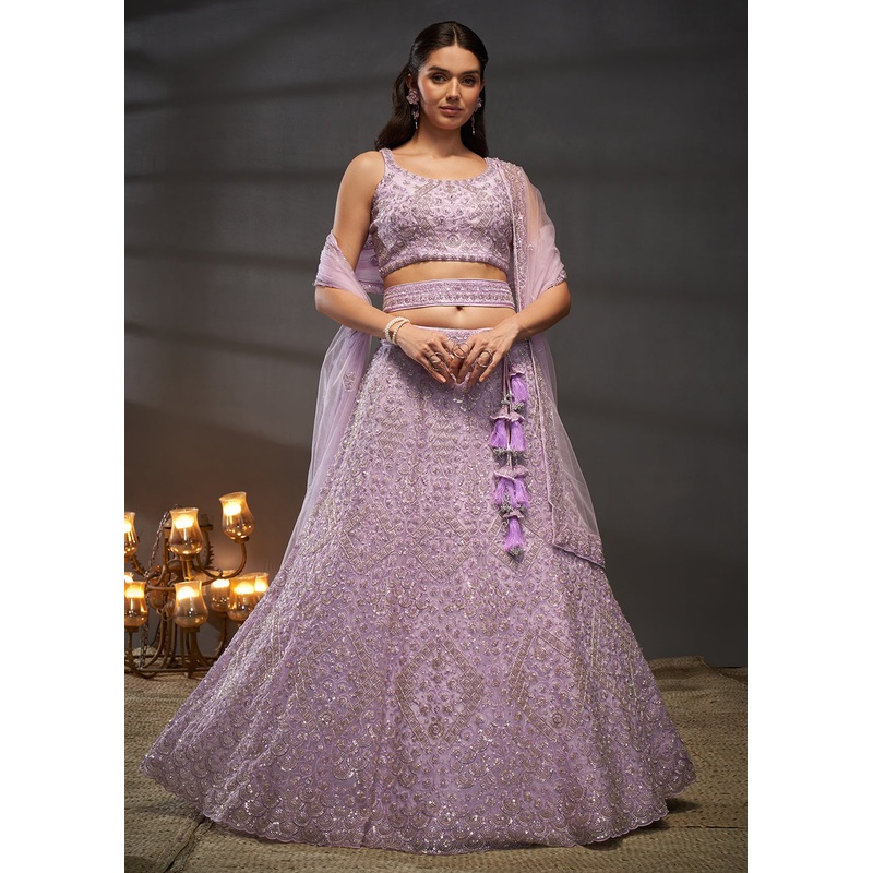 Lavender Cut Dana & Zarkan Embroidered Bridal Lehenga Choli