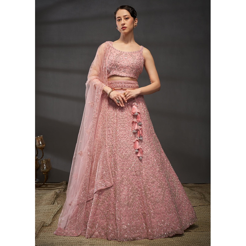 Pink Cut Dana & Zarkan Embroidered Bridal Lehenga Choli