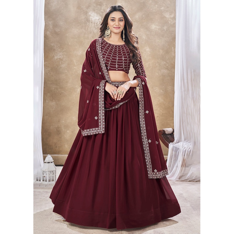 Wedding Festive Style Red Embroidered Lehenga Choli