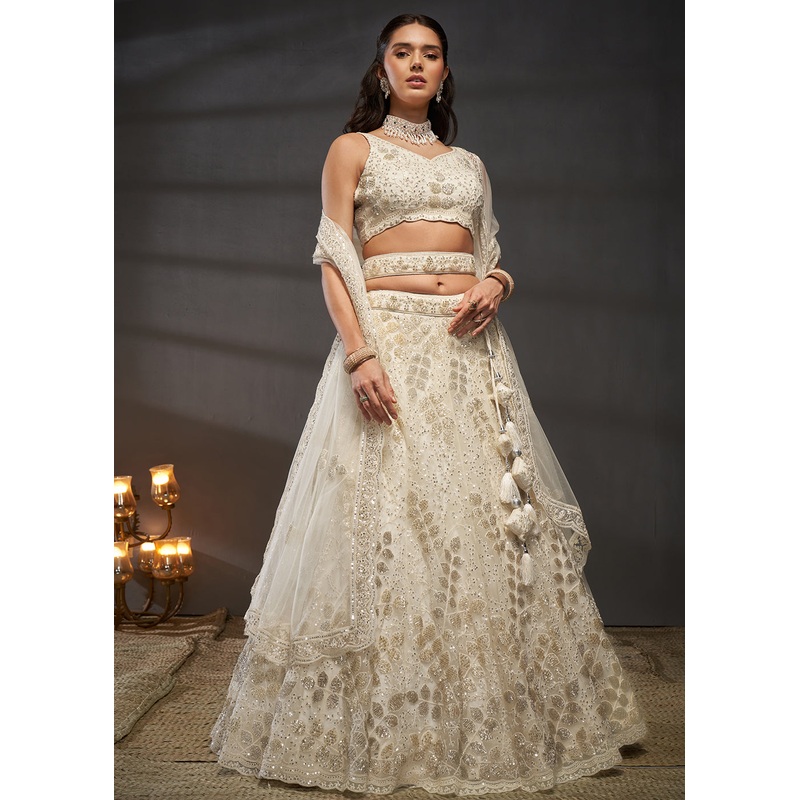Zarkan Embroidered Cream Designer Bridal Lehenga Choli