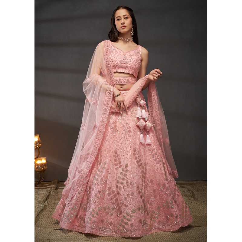 Zarkan Embroidered Pink Designer Bridal Lehenga Choli
