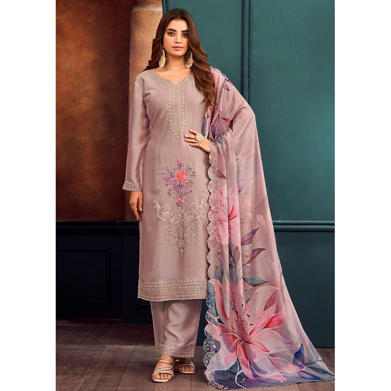 Beautiful Mauve Purple Georgette Festive Salwar Kurta Suit