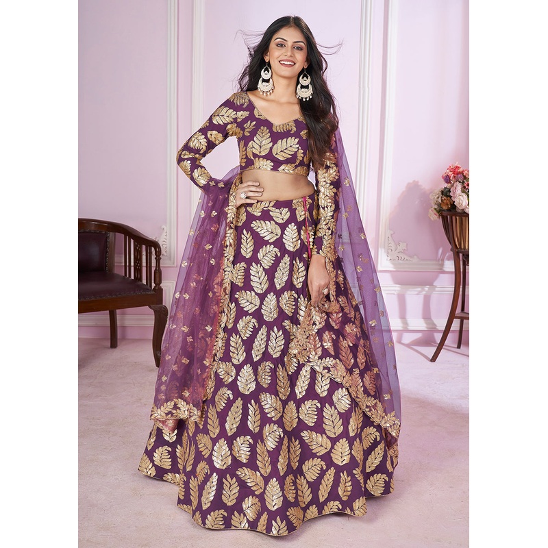 Embroidered Georgette Purple Color Reception Lehenga Choli