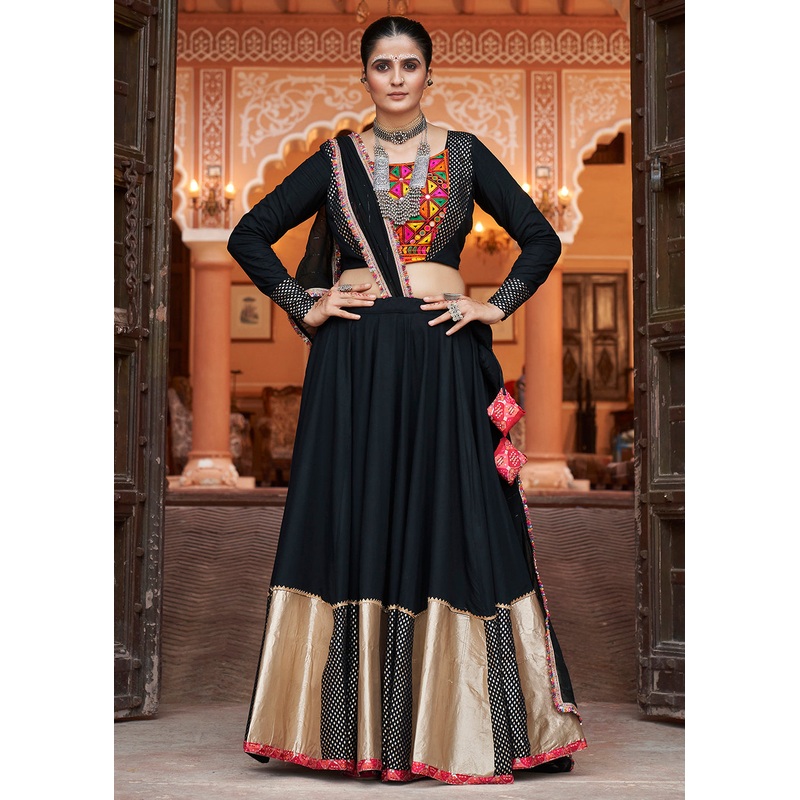 Viscose Rayon Black Navratri Wear Chaniya Choli