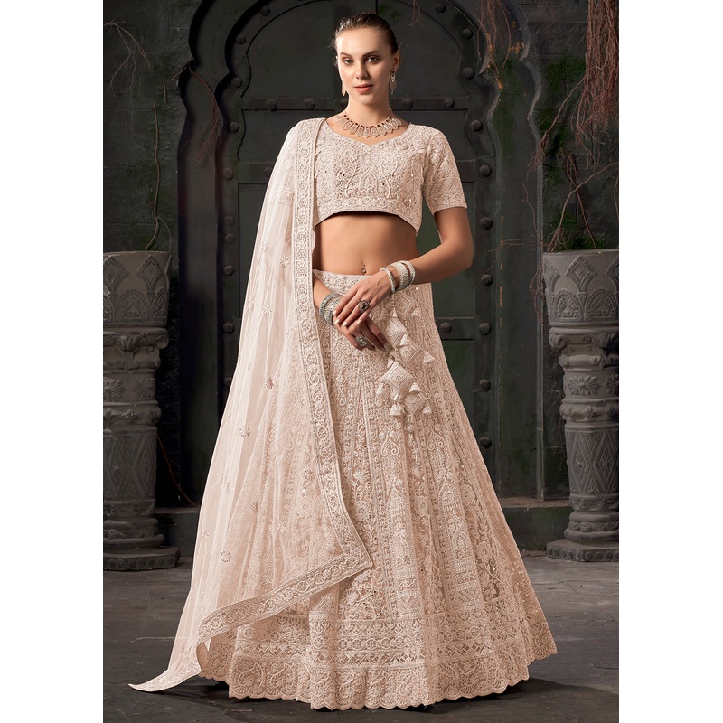 Bridal Style Cream Embroidered Designer Lehenga Choli