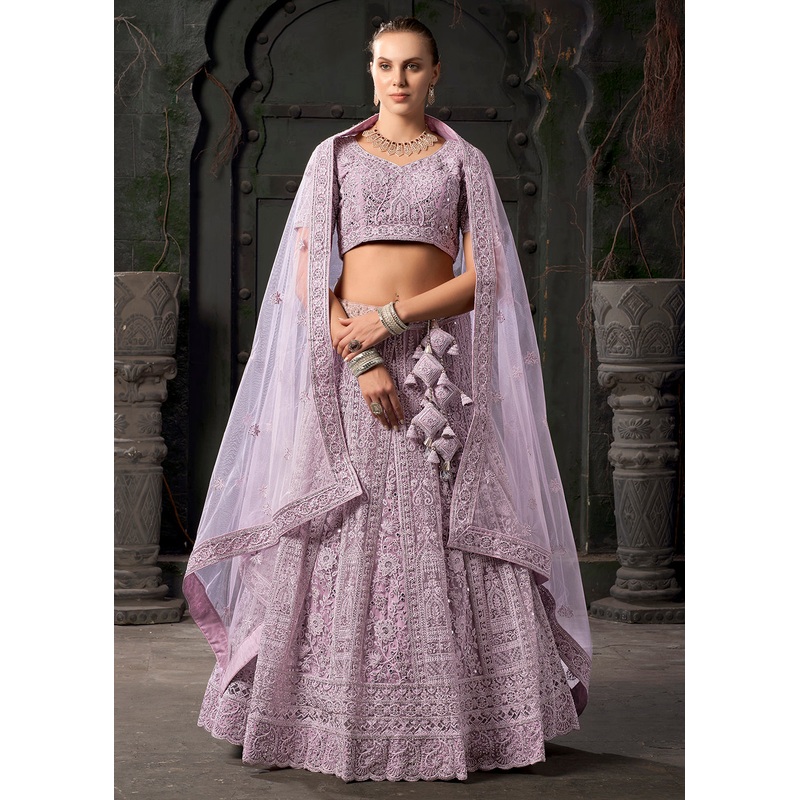 Bridal Style Lavender Embroidered Designer Lehenga Choli
