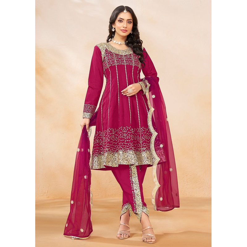 Charming Pink Punjabi Dhoti Style Festive Party Suit