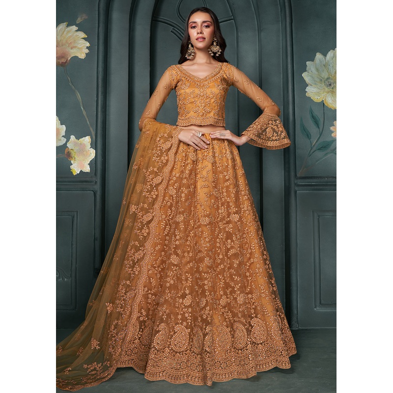 Heritage Orange Beautifully Embroidered Bridal Lehenga Choli