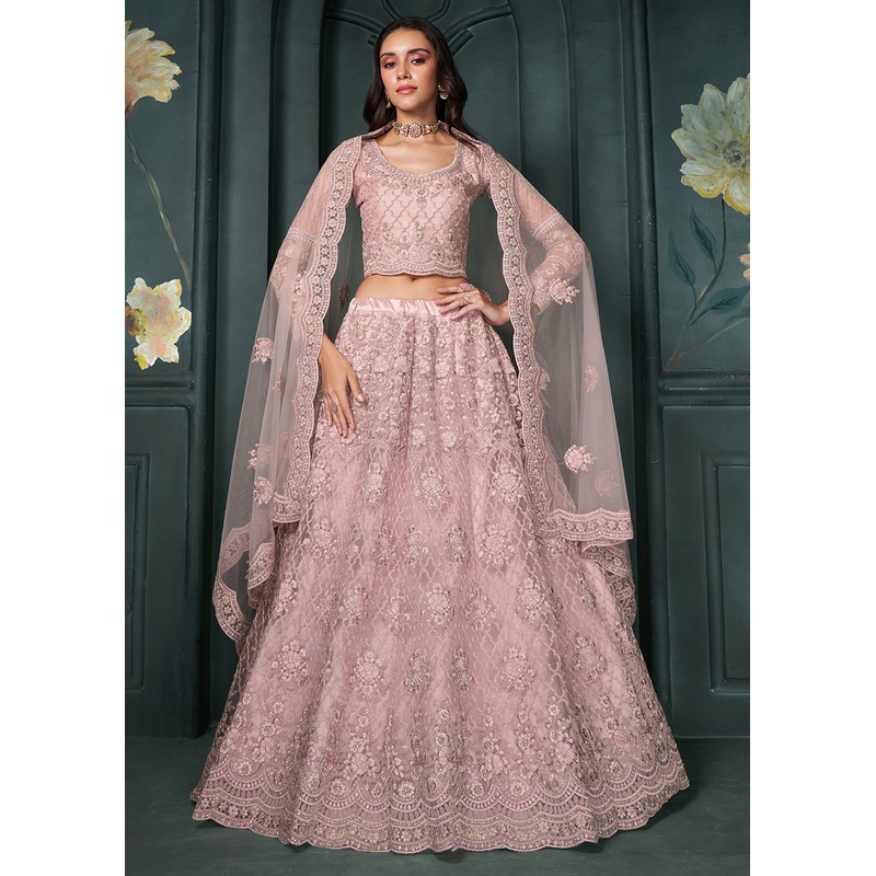 Heritage Pink Beautifully Embroidered Bridal Lehenga Choli