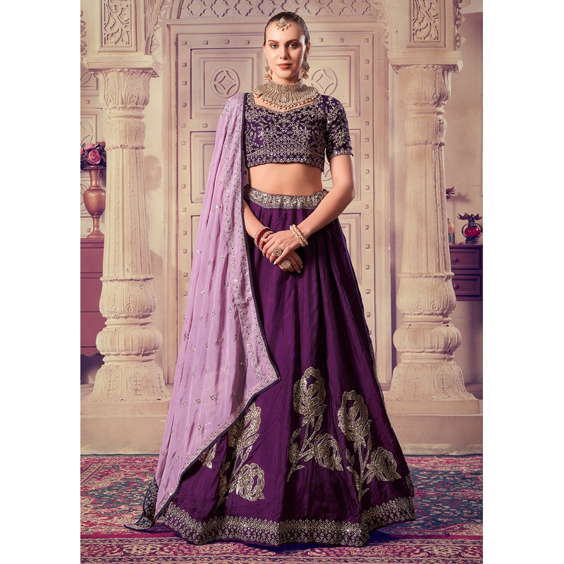 Premium Wine Sequins Embroidered Designer Lehenga Choli