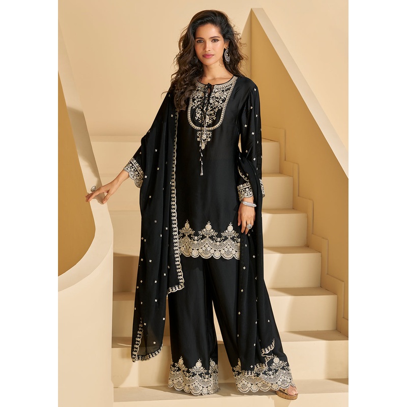 Palazzo Suit for Wedding Festive Wear in Black