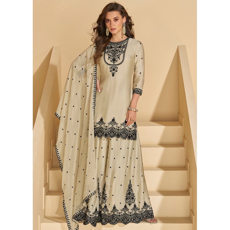 Palazzo Suit for Wedding Festive Wear in Off White