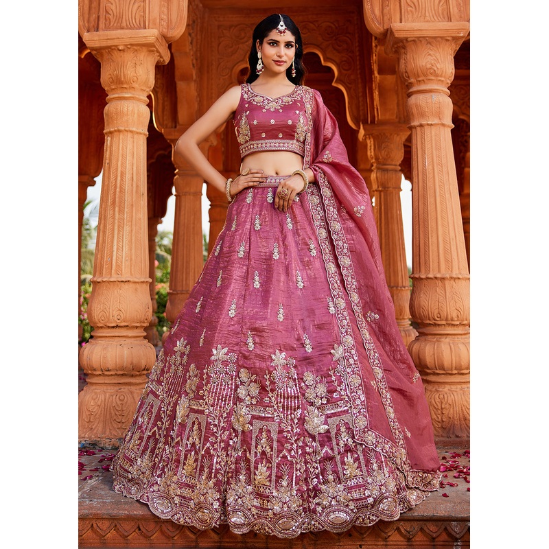 Pink Handwork Embroidered Designer Wedding Lehenga Choli