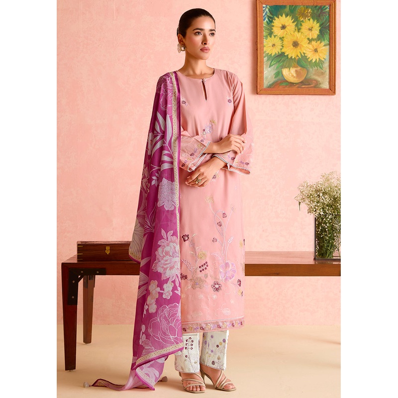 Pink Pure Lawn Resham Embroidered Festive Salwar Kameez