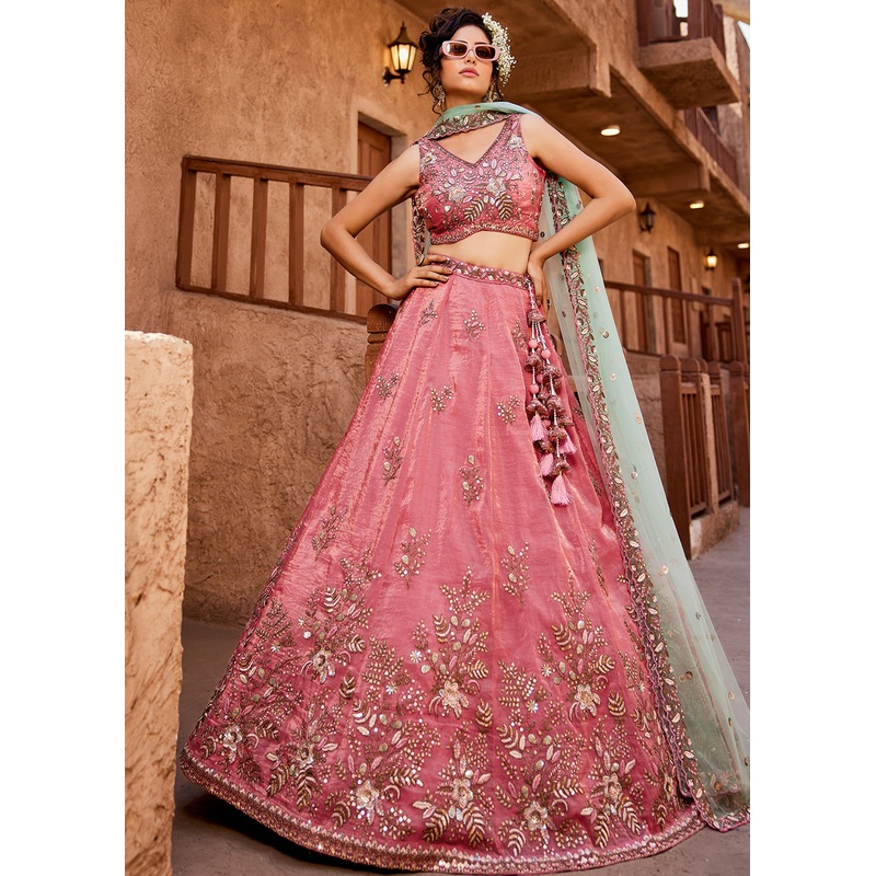 Stunning Wedding Wear Pink Embroidered Lehenga Choli