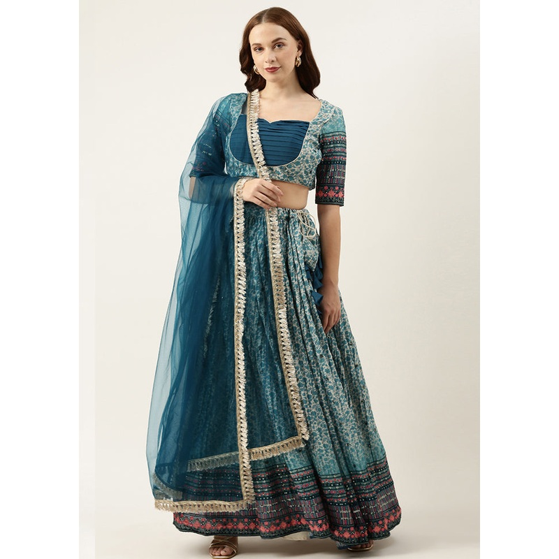 3 Pc Cream Silk Readymade Lehenga Set - JD986615020